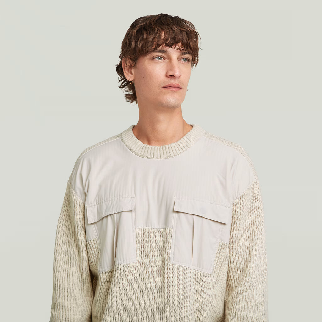 G-Star RAW Woven Mix Whitebalt Knit Pullover