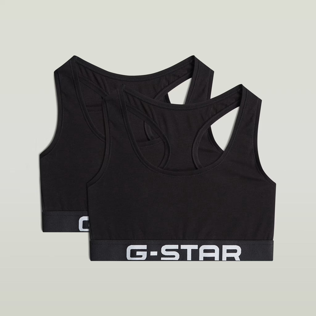 G-Star RAW Logo Racerback Bralette 2 Pack Black