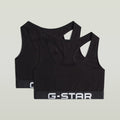 G-Star RAW Logo Racerback Bralette 2 Pack Black