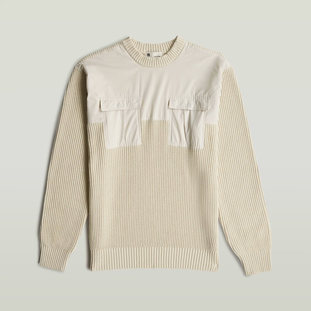 G-Star RAW Woven Mix Whitebalt Knit Pullover