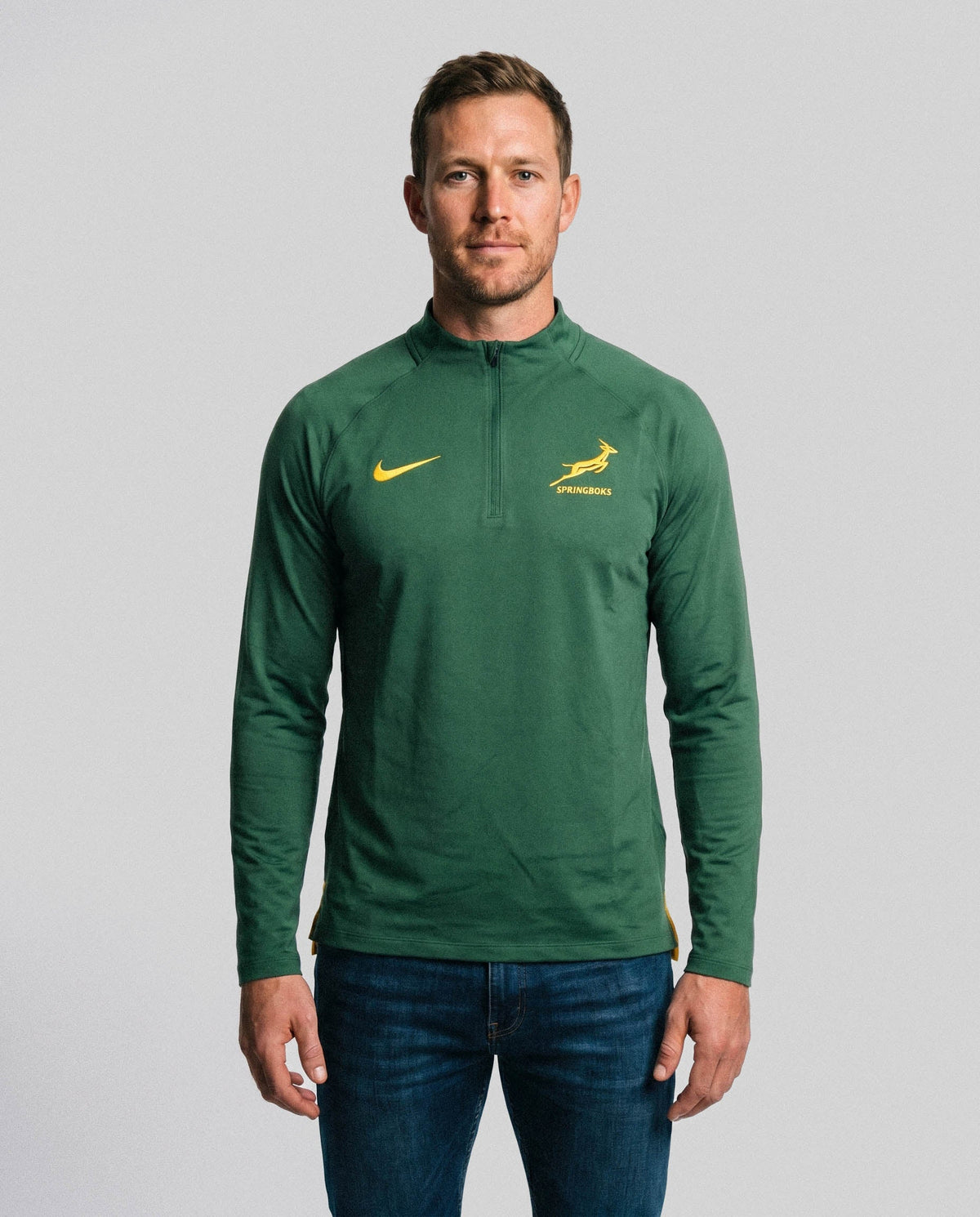 Springboks Nike Mens Rugby Training Quarter Zip Top Gorge Green