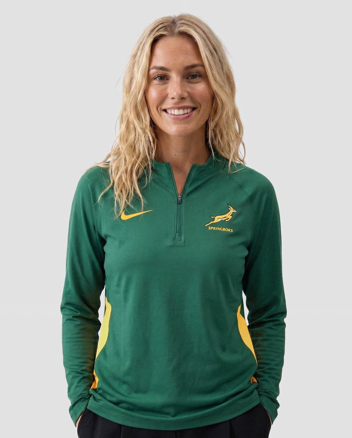 Springboks Nike Mens Rugby Training Quarter Zip Top Gorge Green